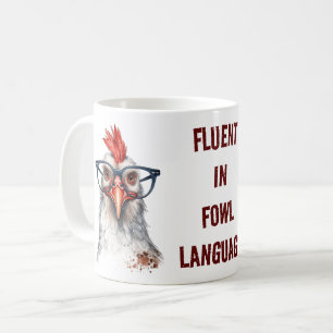 Caneca De Café Óculos de Galinha Engraçados Linguagem de Ave Troc
