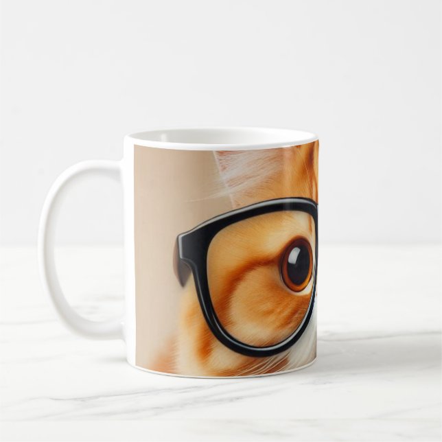 Caneca De Café Óculos de gato engraçados (Esquerda)