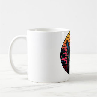 Caneca De Café Óculos de Gato Legal Arte de Pôr do Sol Synthwave