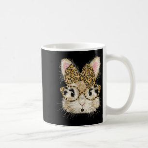 Caneca De Café Óculos de rosto de coelho engraçado bandana leopar
