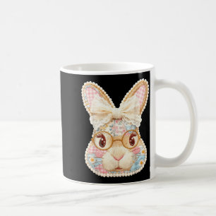 Caneca De Café Óculos de rosto de coelho engraçado remendo floral