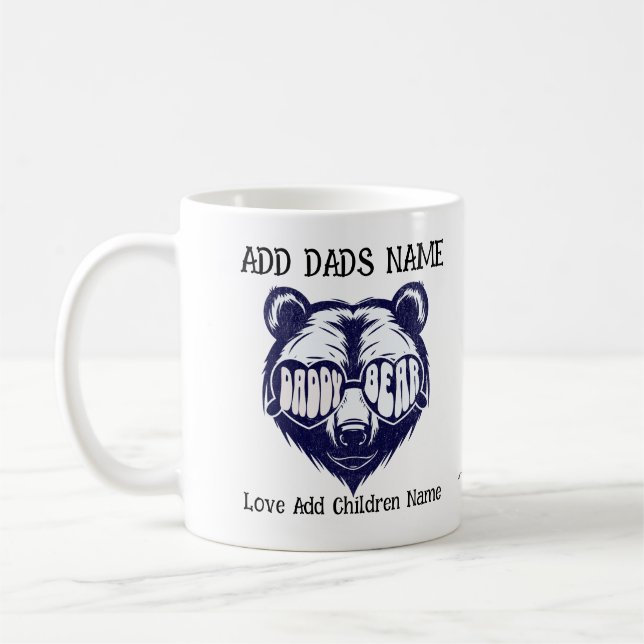 Caneca De Café Óculos de sol bonitos Pai Urso Personalizar (Esquerda)