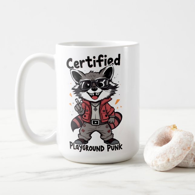 Caneca De Café Óculos de Sol Certified Playground Punk Guaxinim C (Com Donut)