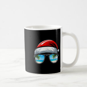 Caneca De Café Óculos de sol com chapéu do Papai Noel Natal na pr