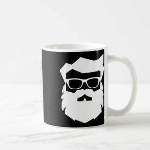 Caneca De Café Óculos de sol com rosto do Papai Noel com barba Na