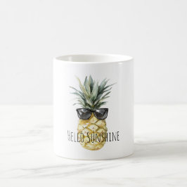 Caneca De Café Óculos de Sol de Abacaxi Tropicais Luz do Sol