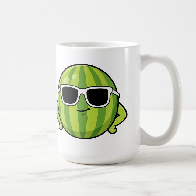 Caneca De Café Óculos de Sol de Melancia Desenho Animado (Direita)