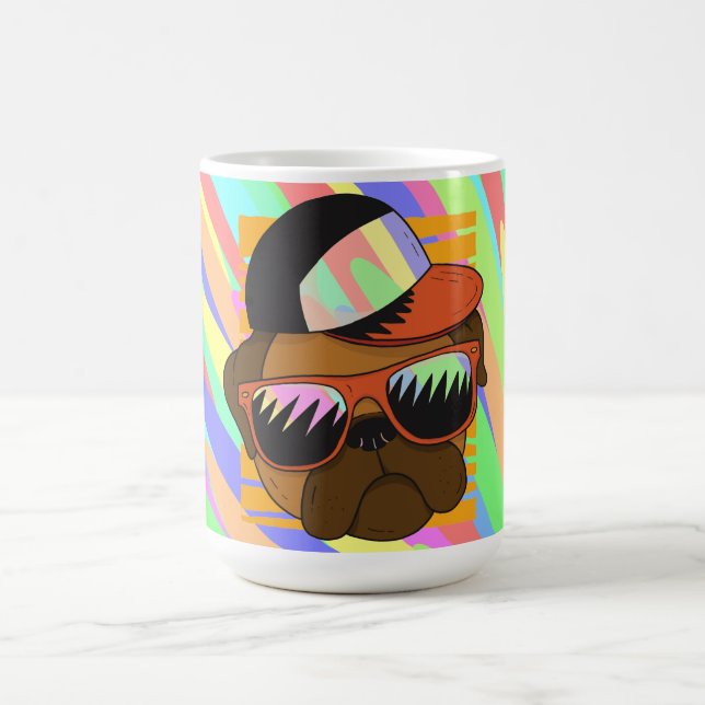 Caneca De Café Óculos de Sol de Pug Design de Cabeça (Centro)