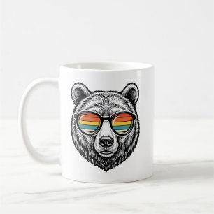 Caneca De Café Óculos de Sol de Urso Vintage Desenho Gráfico Veto