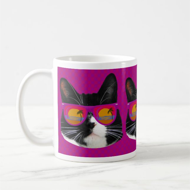 Caneca De Café Óculos de sol Enroscando Tuxedo Divertimento de Ca (Esquerda)