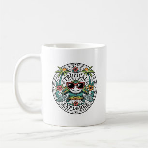 Caneca De Café Óculos de Sol Estampa de Tartaruga Marinha Tropica