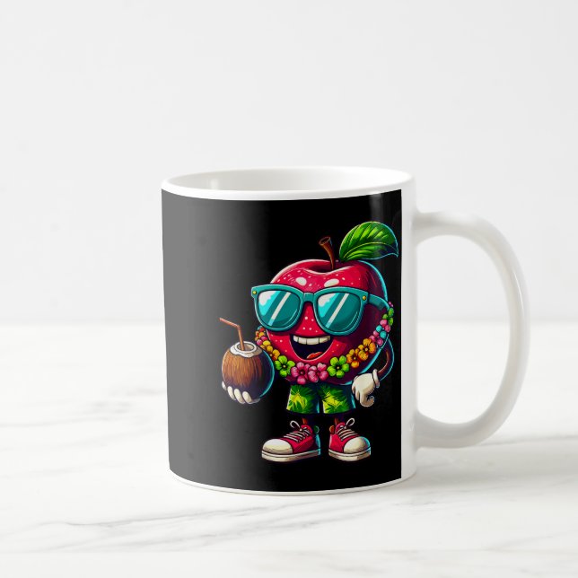 Caneca De Café Óculos de Sol Havaianos Bebendo Coco Verão Lei (Direita)
