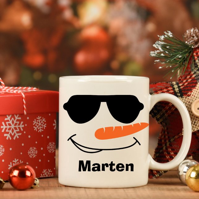 Caneca De Café Óculos de sol Legal personalizados Snowman (Personalized Cool Sunglasses Snowman Coffee Mug
)