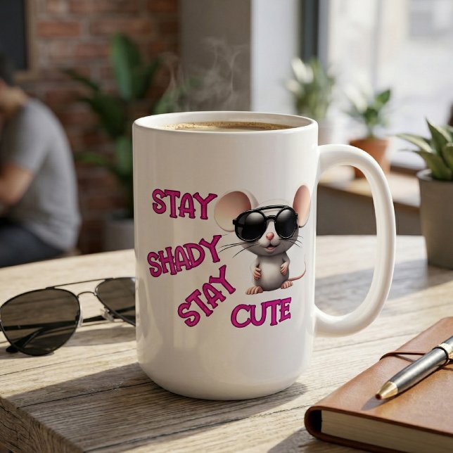 Caneca De Café Óculos de Sol Mouse Fique Sombrio, Fique Fofo (Criador carregado)