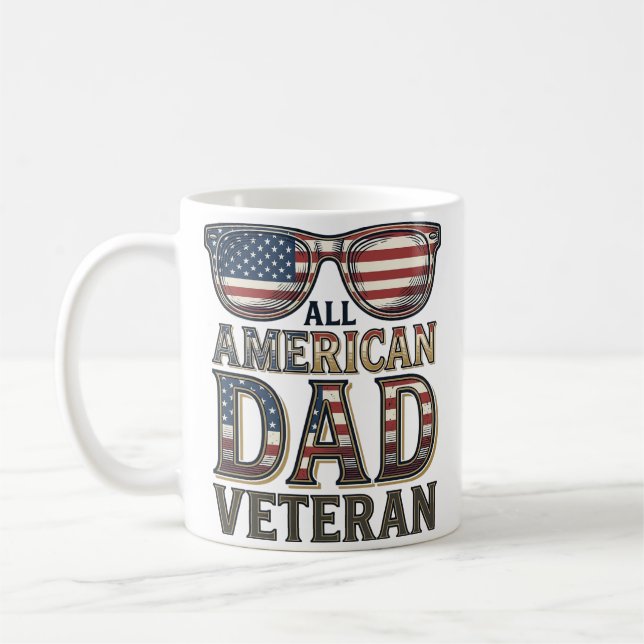 Caneca De Café Óculos de sol patrióticos para veteranos All Ameri (Esquerda)