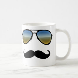 Caneca De Café Óculos de sol retro engraçados com bigode
