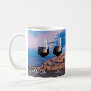 Caneca De Café Óculos de vinho com vista ao pôr do sol sobre La V