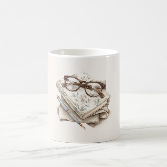 Caneca De Café Óculos Diário Floral (Centro)