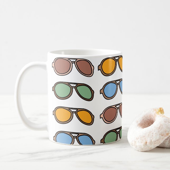 Caneca De Café Óculos escuros óculos coloridos de verão (Com Donut)