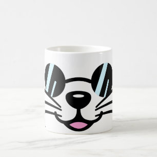 Caneca De Café Óculos Pretos Vestidos de Gatos Brancos / Óculos e
