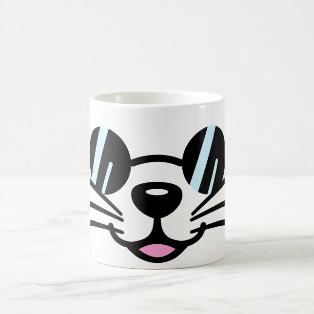 Caneca De Café Óculos Pretos Vestidos de Gatos Brancos / Óculos e (Centro)