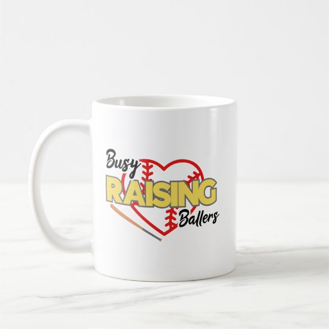 Caneca De Café Ocupado Raising Ballers Baseball Mãe (Esquerda)