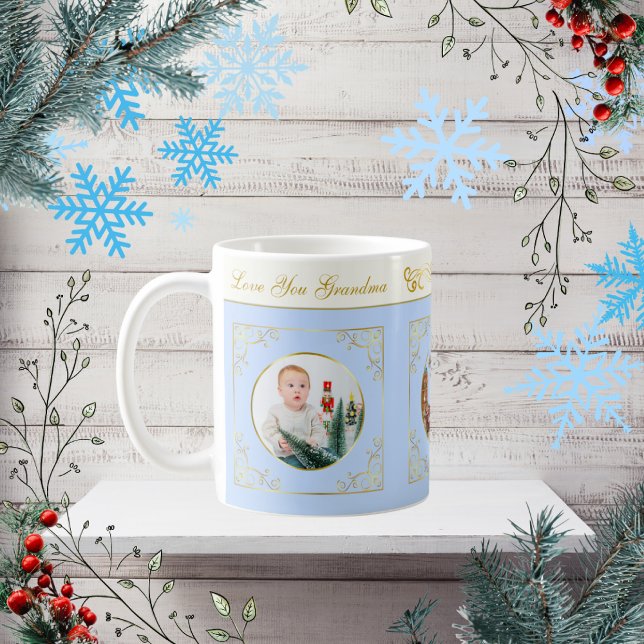 Caneca De Café Ode to The Nutcracker Ballet Blue 2 Photo Tile (Criador carregado)