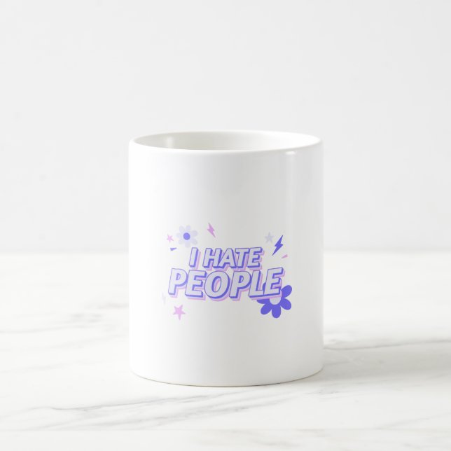 Caneca De Café Odeio Pessoas - Design Engraçado (Centro)