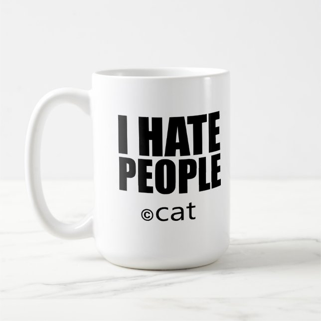 Caneca De Café Odeio pessoas, odeio pessoas e cães (Esquerda)