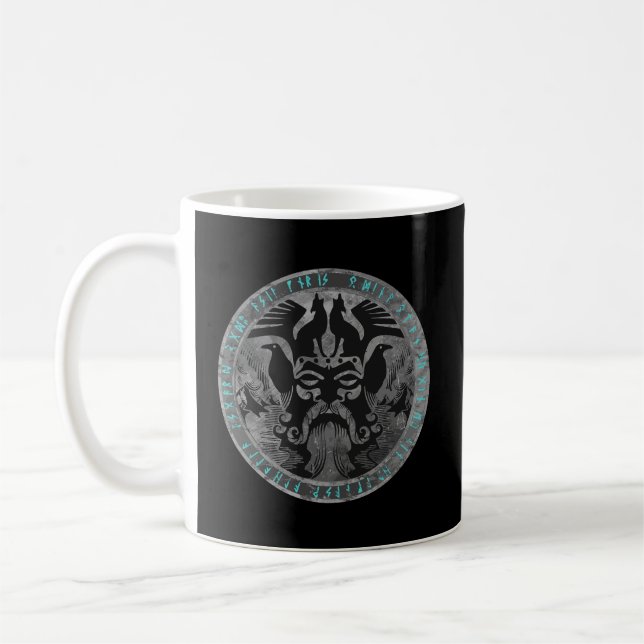Caneca De Café Odin Com Fenrir Huginn E Muninn Norse Runge Dis (Esquerda)