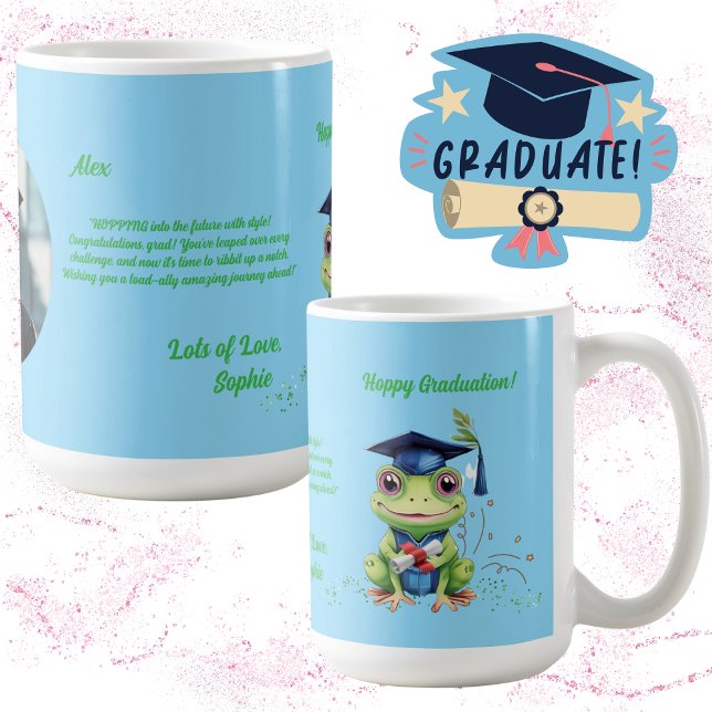 Caneca De Café Oferta de Graduação de Mensagens de Foto de Sapo E (Criador carregado)