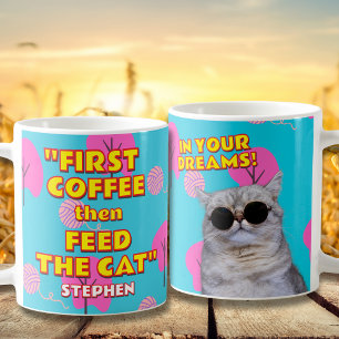 Caneca De Café Oferta Engraçada De Pai De Gato - Nome Personaliza
