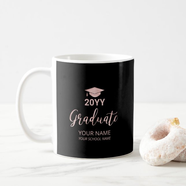 Caneca De Café Ofertas de Graduação Personalizadas a rosa Dourado (Com Donut)