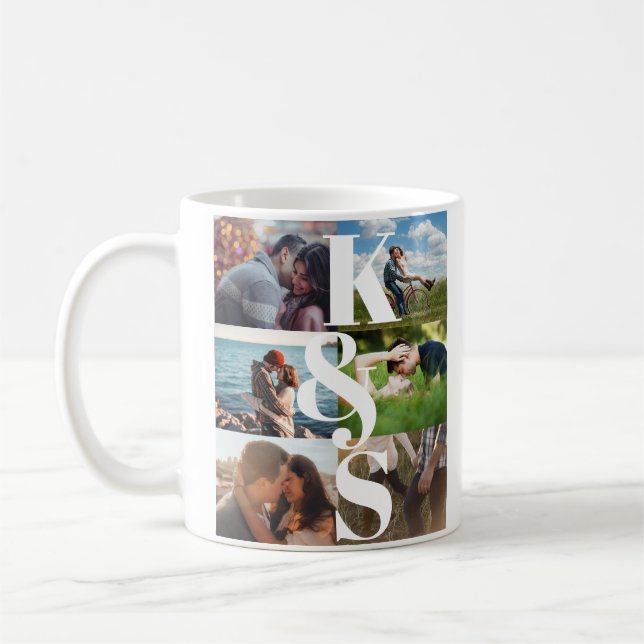 Caneca De Café Ofertas personalizadas do Casal de Colagem de Foto (Esquerda)