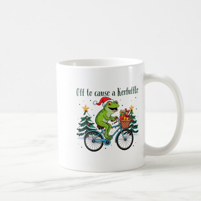 Caneca De Café Off To Cause A Kerfuffle Funny Frog Santa Christma (Direita)