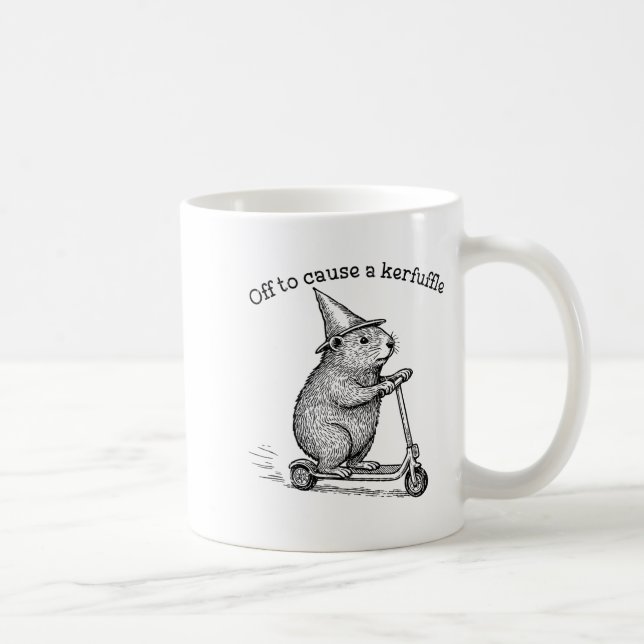 Caneca De Café Off To Cause A Kerfuffle, Funny Groundhog Scooter  (Direita)