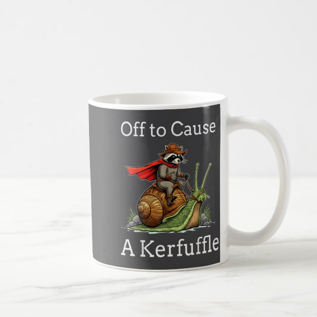 Caneca De Café Off To Cause A Kerfuffle Raccoon Whimsical Wizard  (Direita)