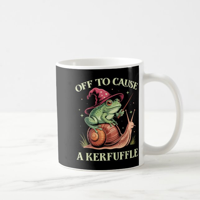 Caneca De Café Off To Cause A Kerfuffle Whimsical Wizard Frog Mem (Direita)