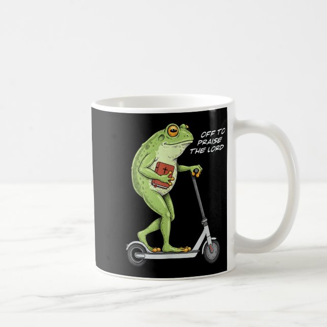 Caneca De Café Off To Praise D Lord Funny Frog Christian Meme  (Direita)