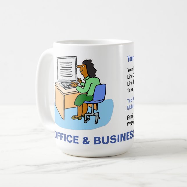 Caneca De Café Office & Business Services com Mulheres Asiáticas. (Frente Esquerda)