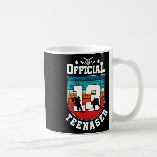 Caneca De Café Official Teenager 13th Birthday 13 Year Boy Hockey (Direita)
