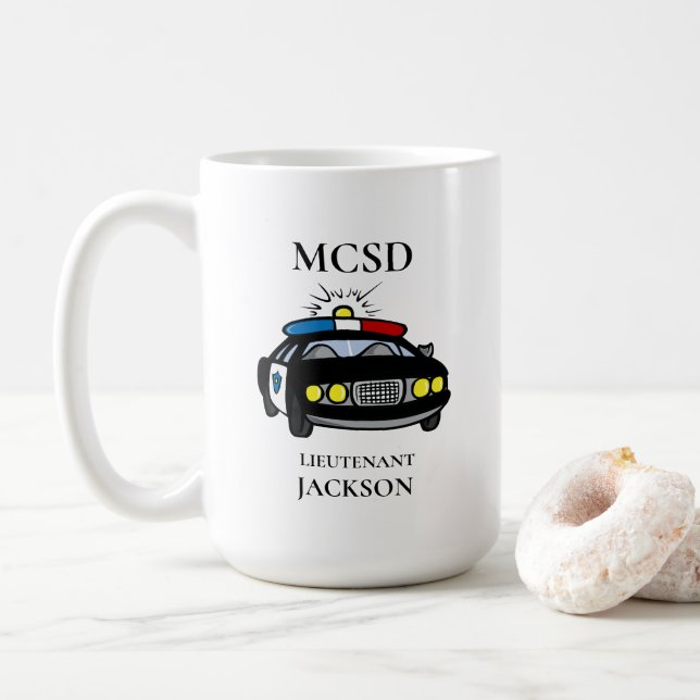 Caneca De Café Oficial de Carro de Polícia Personalizado (Com Donut)