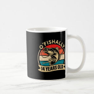 Caneca De Café Oficialmente pescador de 14 anos pescando seu 14º