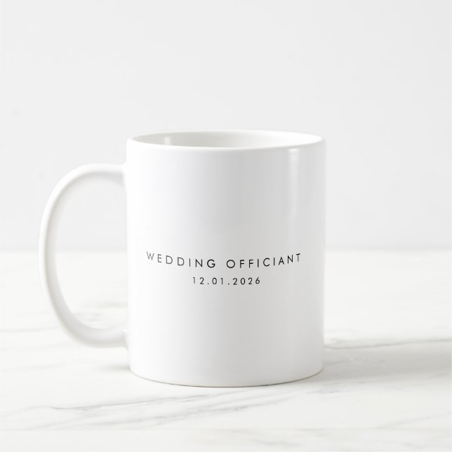 Caneca De Café Oficiante de Casamento Data Personalizada em Moder (Esquerda)