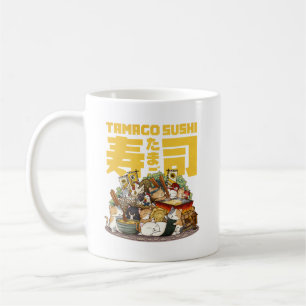 Caneca De Café Oficina de gatos brancos Tamago Sushi