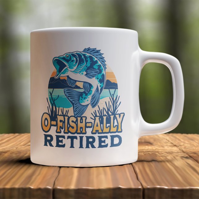 Caneca De Café Ofishally Retired Funny Fishing (Criador carregado)