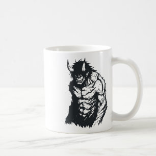 Caneca De Café Ogre Oni Yokai Japonês Outline Sticker