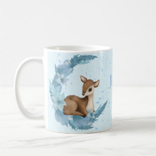 Caneca De Café Oh, adorável Bambi, Flores Azuis Nuvens Poeira