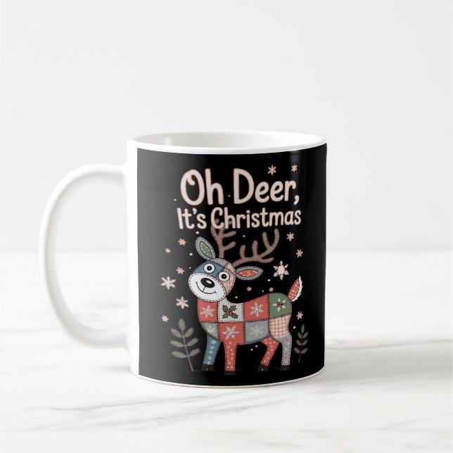 Caneca De Café Oh Deer Its Christmas Miniature Patchwork Squares (Esquerda)