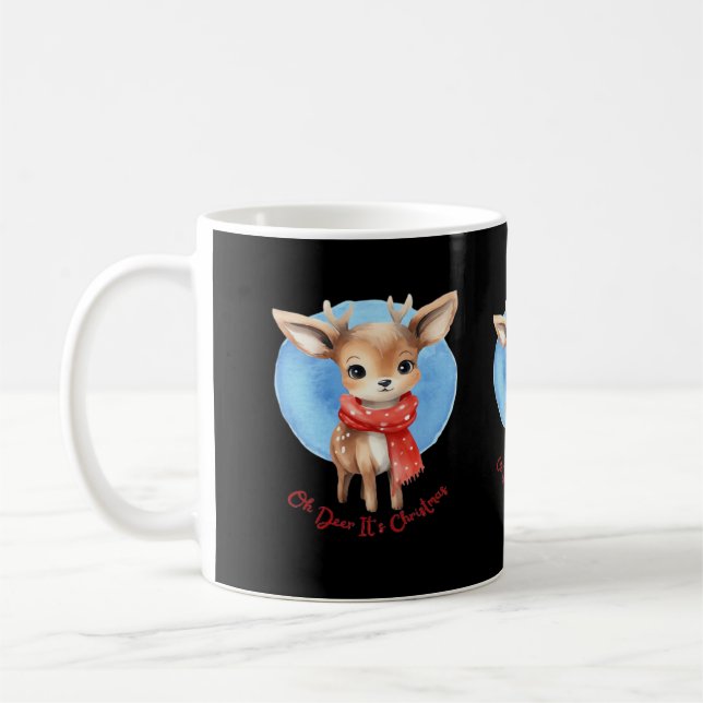 Caneca De Café Oh Deer Its Christmas Retro Classic Design (Esquerda)